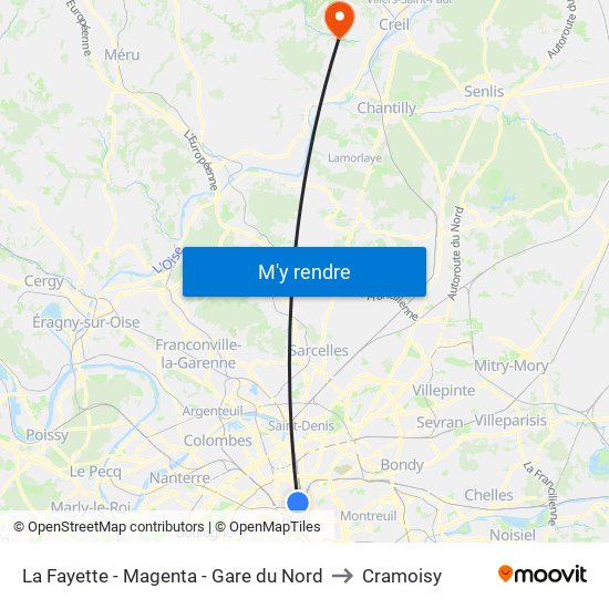 La Fayette - Magenta - Gare du Nord to Cramoisy map