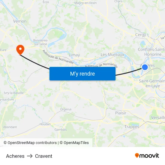 Acheres to Cravent map