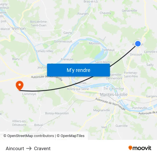 Aincourt to Cravent map