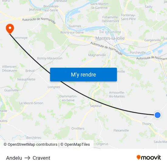 Andelu to Cravent map
