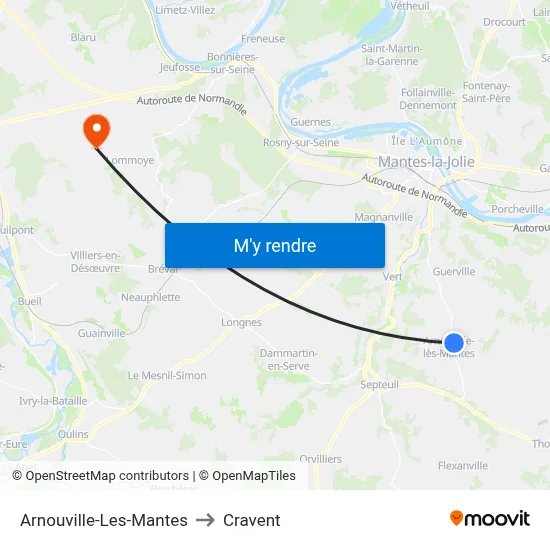 Arnouville-Les-Mantes to Cravent map