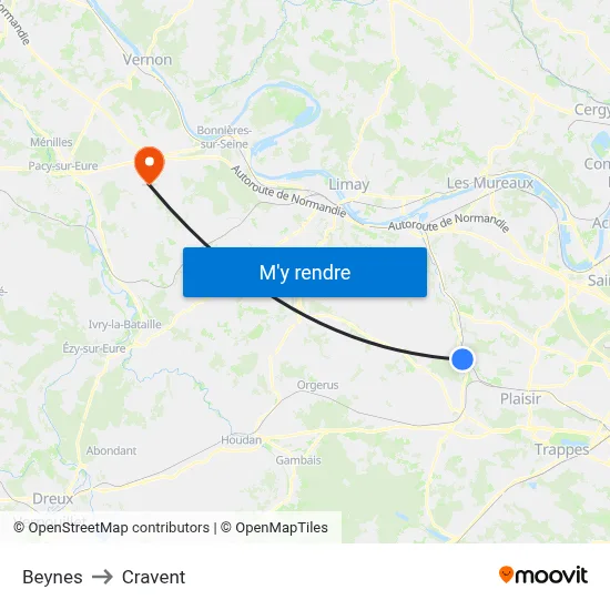 Beynes to Cravent map