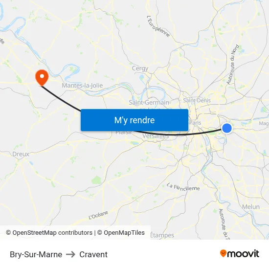 Bry-Sur-Marne to Cravent map