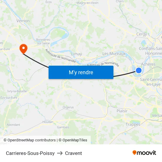 Carrieres-Sous-Poissy to Cravent map
