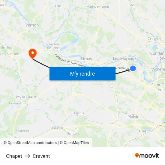 Chapet to Cravent map