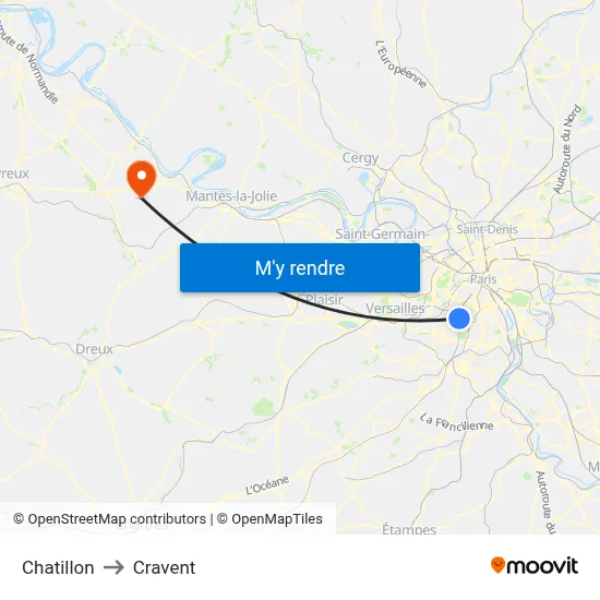 Chatillon to Cravent map