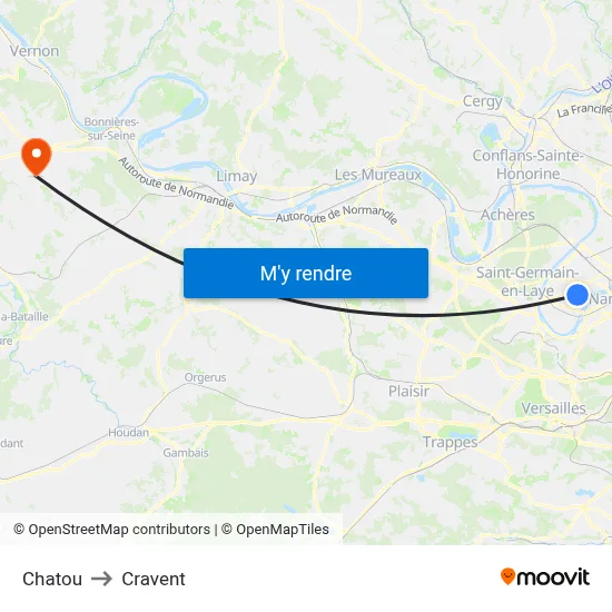 Chatou to Cravent map