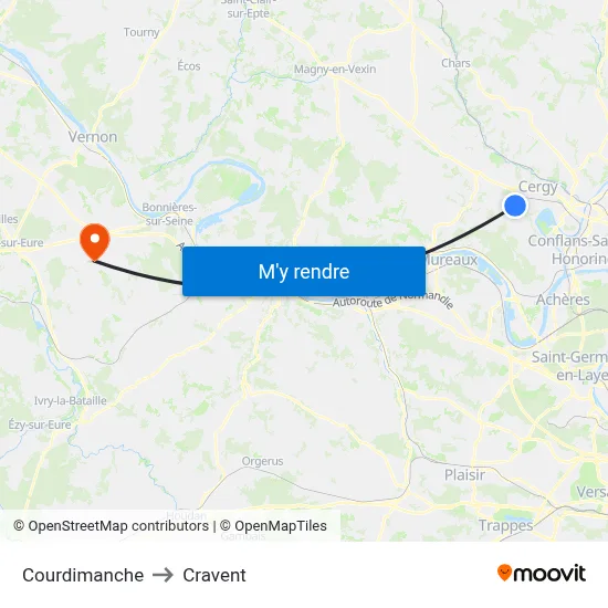 Courdimanche to Cravent map