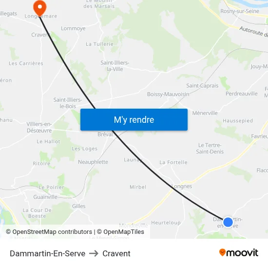 Dammartin-En-Serve to Cravent map