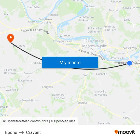 Epone to Cravent map