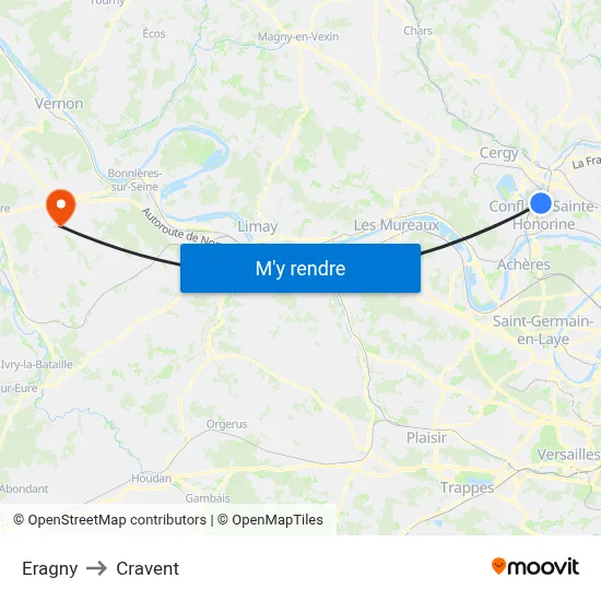 Eragny to Cravent map