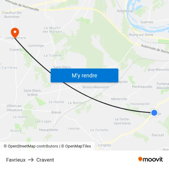 Favrieux to Cravent map