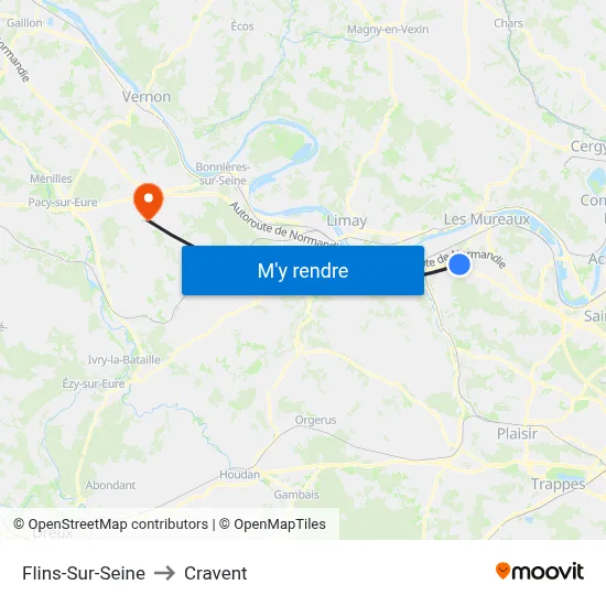 Flins-Sur-Seine to Cravent map