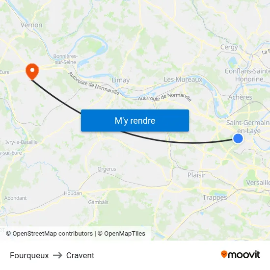 Fourqueux to Cravent map