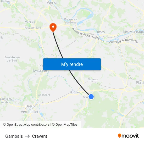 Gambais to Cravent map