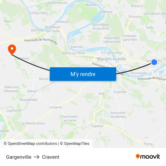 Gargenville to Cravent map