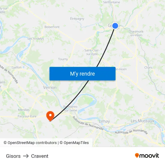 Gisors to Cravent map