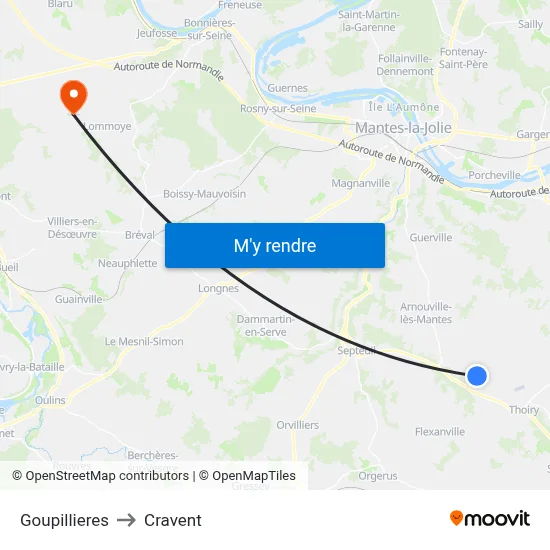 Goupillieres to Cravent map