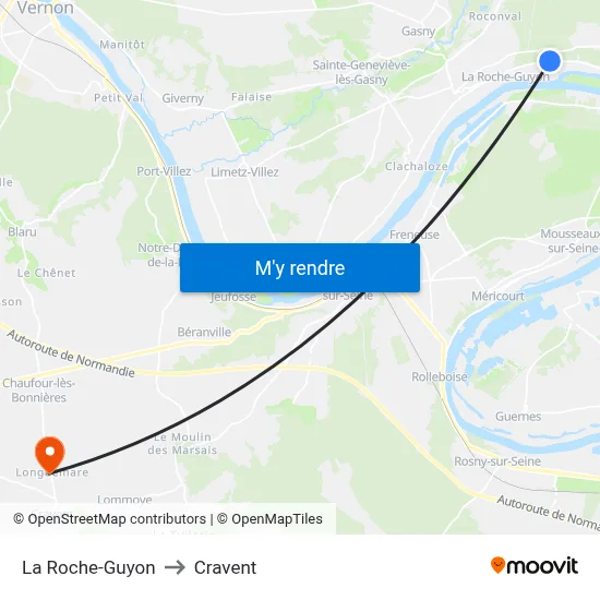 La Roche-Guyon to Cravent map