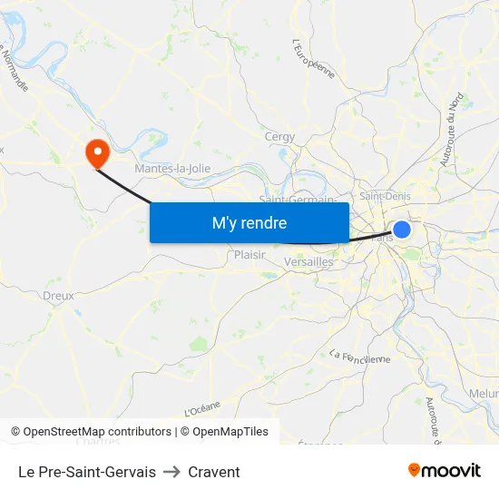 Le Pre-Saint-Gervais to Cravent map