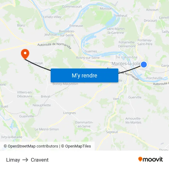 Limay to Cravent map