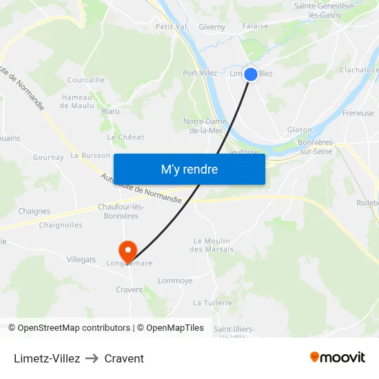 Limetz-Villez to Cravent map