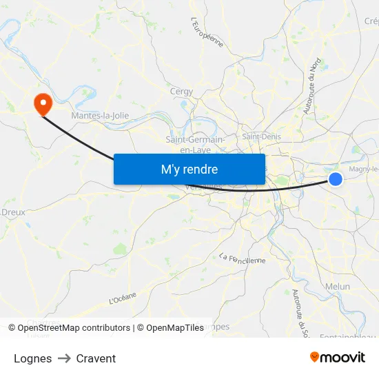 Lognes to Cravent map