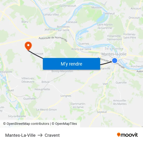 Mantes-La-Ville to Cravent map