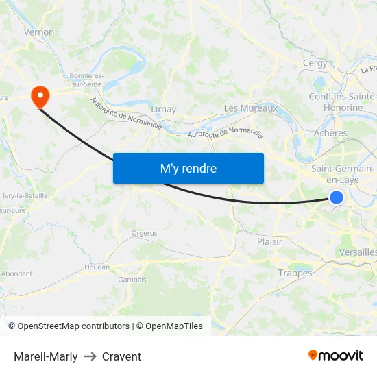 Mareil-Marly to Cravent map