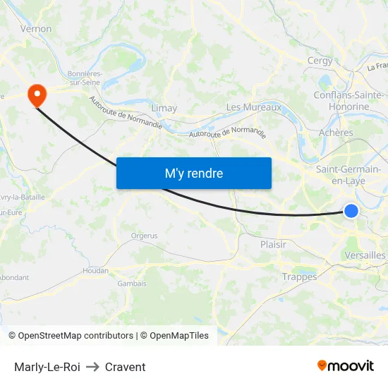 Marly-Le-Roi to Cravent map