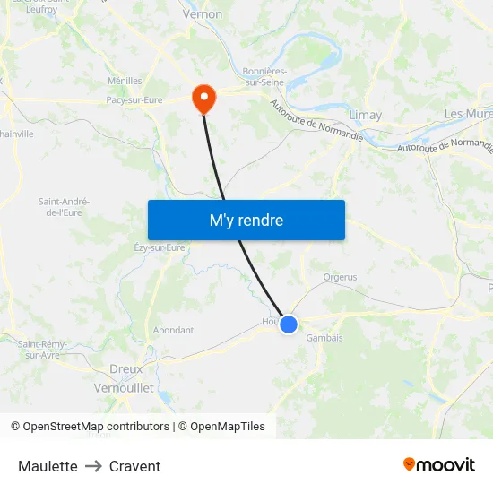 Maulette to Cravent map