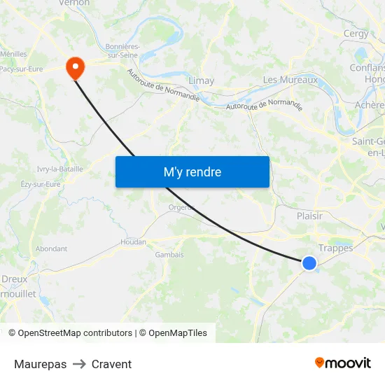 Maurepas to Cravent map