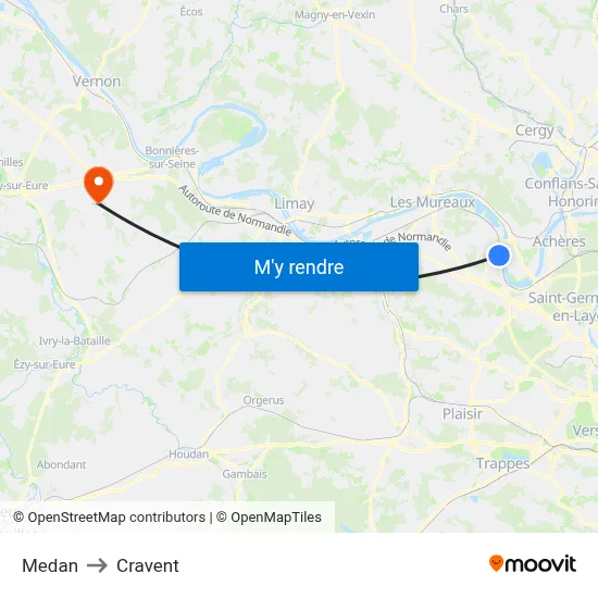 Medan to Cravent map