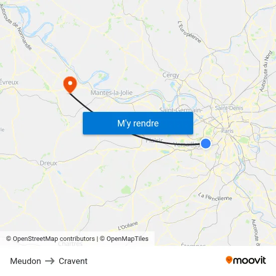 Meudon to Cravent map