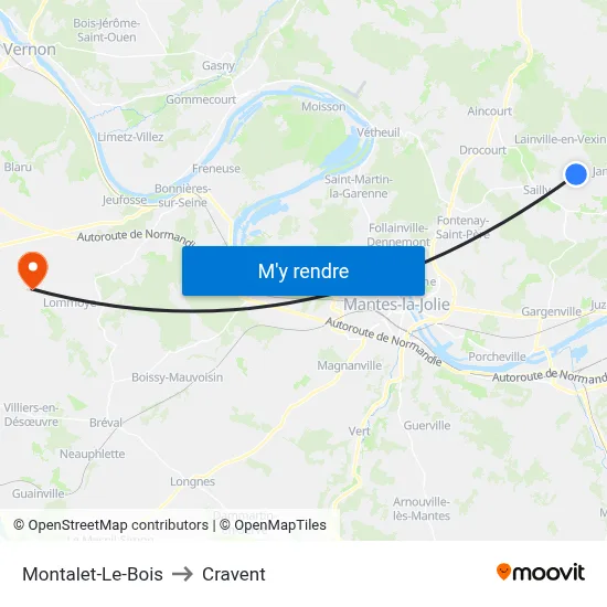 Montalet-Le-Bois to Cravent map