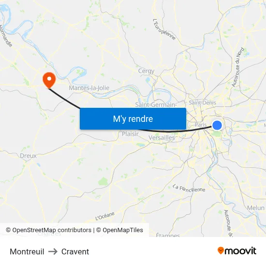 Montreuil to Cravent map