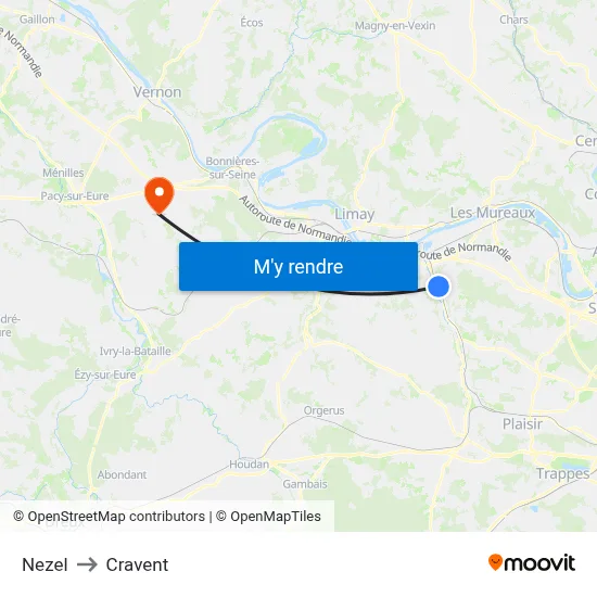 Nezel to Cravent map
