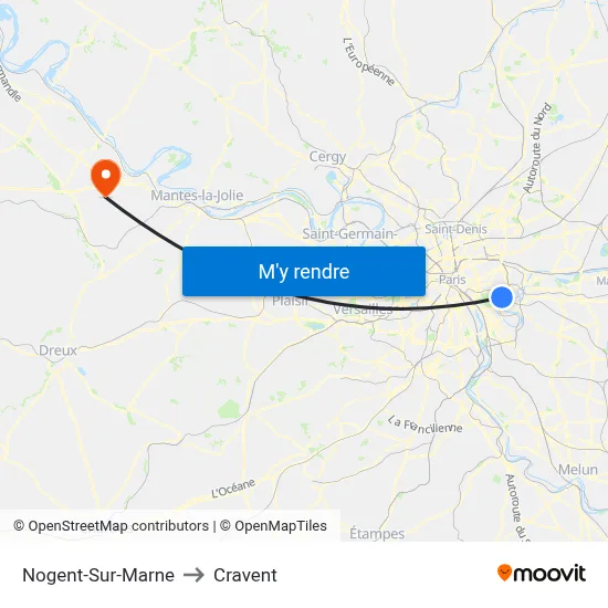 Nogent-Sur-Marne to Cravent map