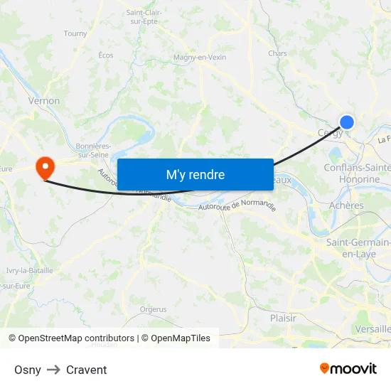 Osny to Cravent map