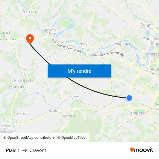 Plaisir to Cravent map