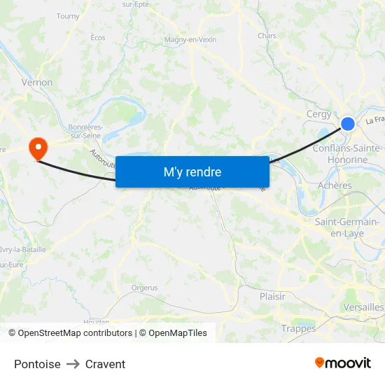 Pontoise to Cravent map