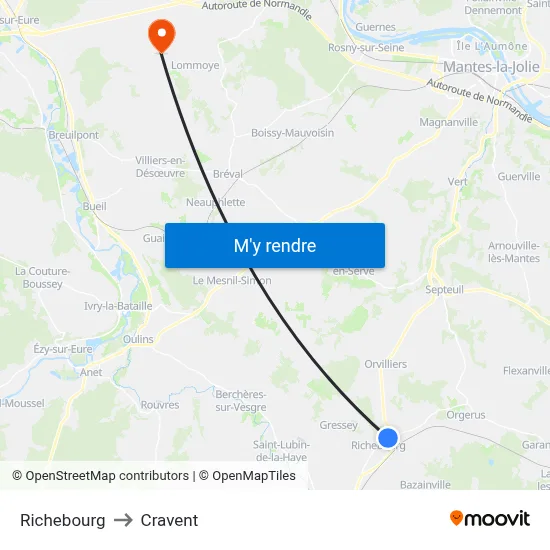 Richebourg to Cravent map