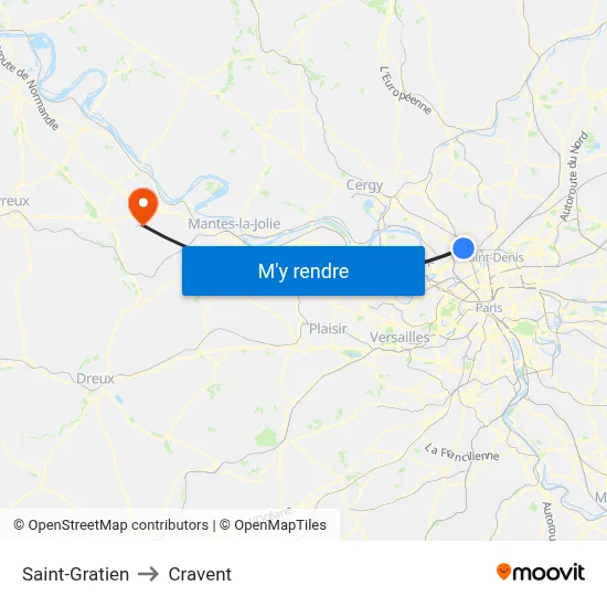Saint-Gratien to Cravent map