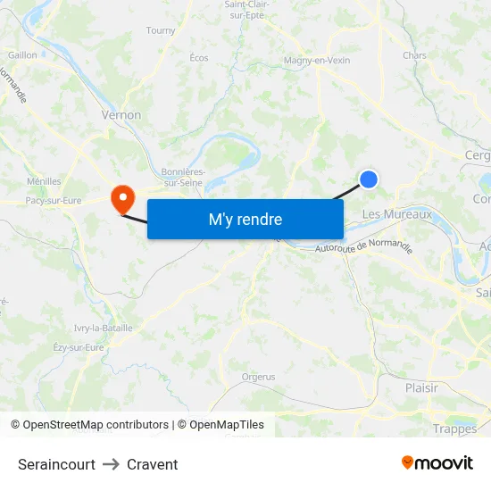 Seraincourt to Cravent map