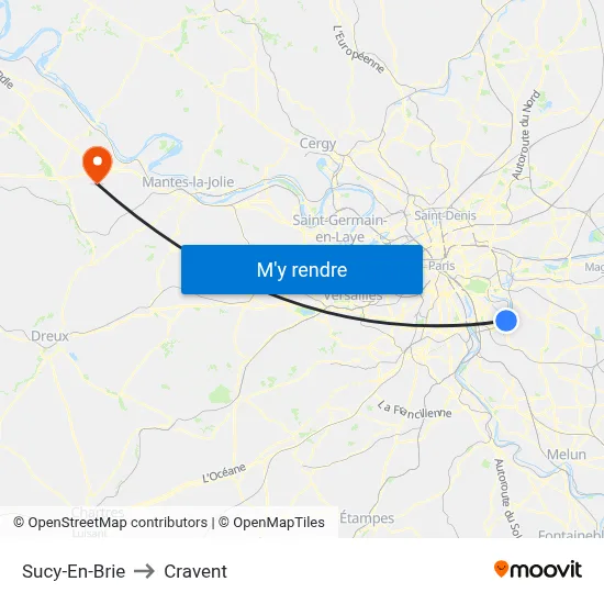 Sucy-En-Brie to Cravent map