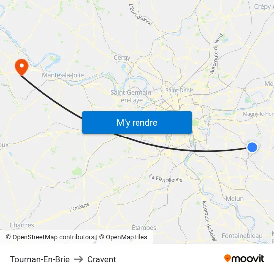 Tournan-En-Brie to Cravent map