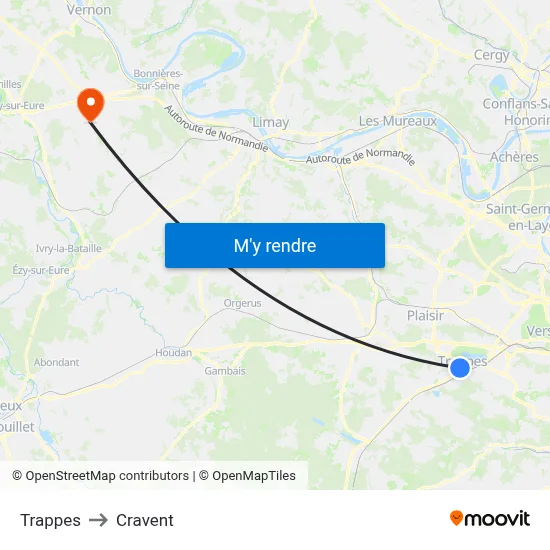 Trappes to Cravent map