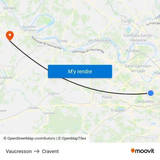 Vaucresson to Cravent map