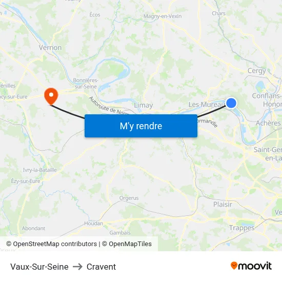 Vaux-Sur-Seine to Cravent map