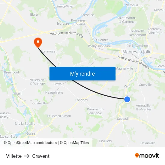 Villette to Cravent map